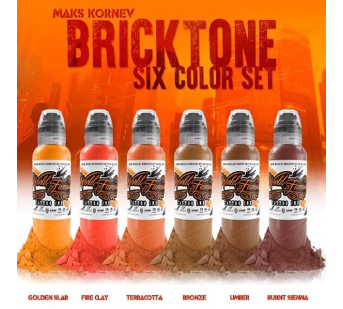 Краска World Famous Tattoo Ink Maks Kornev's Brick Tone Color Set (6 пигментов)