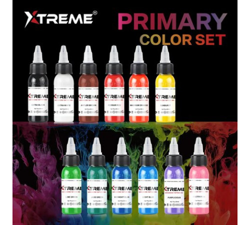 Тату краска Xtreme Ink 12vPrimary Color Set