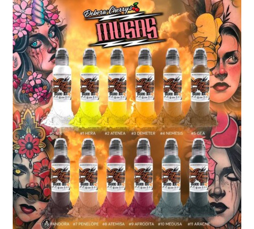 Краска World Famous Tattoo Ink Deborah Cherry's Musas Ink Set (12 пигментов)