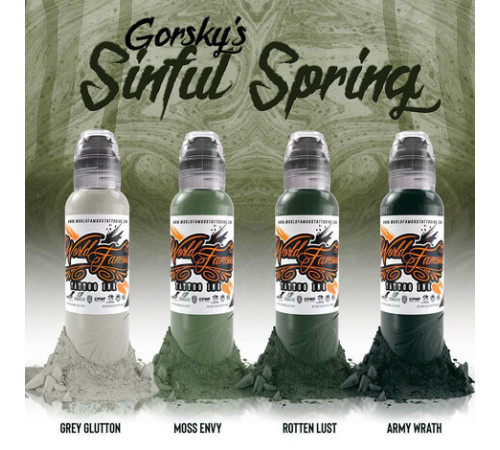Краска World Famous Tattoo Ink Damian Gorski Sinful Spring Set (4 пигмента)
