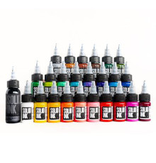 Тату краска Solid Ink 25 Colors Travel Set ( 24 colors + 1oz Lining Black)