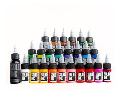 Тату краска Solid Ink 25 Colors Travel Set ( 24 colors + 1oz Lining Black )