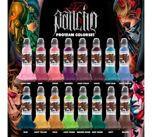 Краска World Famous Tattoo Ink A.D. Pancho ProTeam Colorset (16 пигментов)