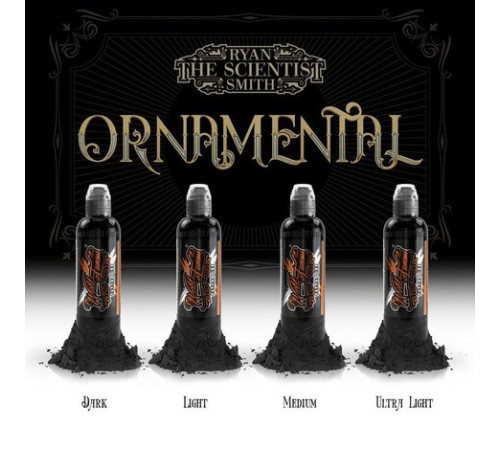 Краска World Famous Tattoo Ink Ryan Smith Ornamental Ink Set (4 пигмента)