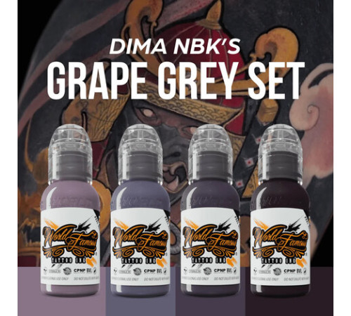 Краска World Famous Tattoo Ink Dima NBK Grape Grey Set (4 пигмента)