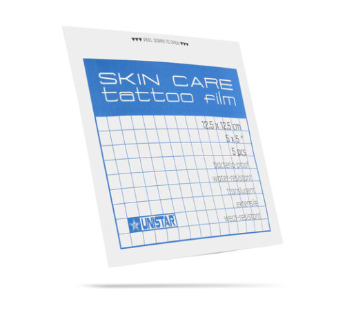 Пленка для ухода за тату UniStar SKIN CARE TATTOO FILM 12,5 х 12,5 м (5 листов)