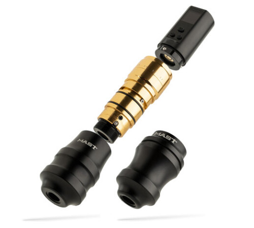 Беспроводная тату машинка Mast Fold Pro 2 (Black-Gold) - 2 держателя
