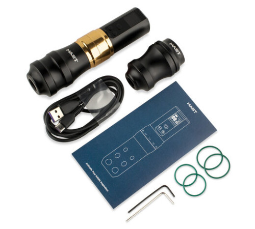 Беспроводная тату машинка Mast Fold Pro 2 (Black-Gold) - 2 держателя