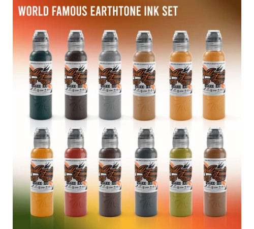Краска World Famous Tattoo Ink 12 Color Earthtone Set