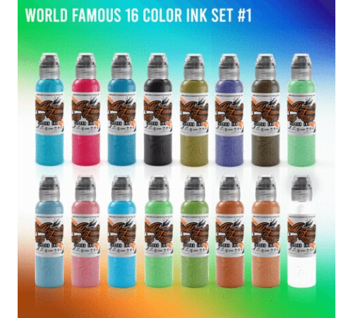 Краска World Famous Tattoo Ink World Famous 16 Color Ink Set #1