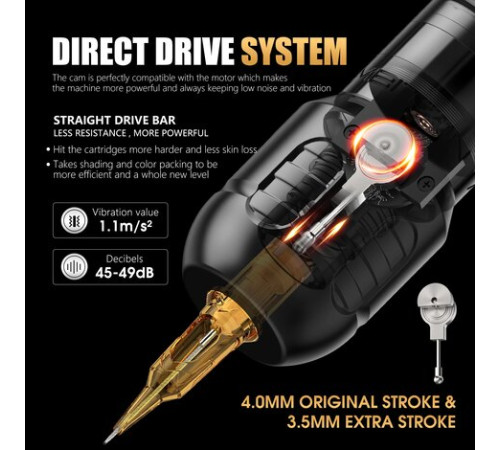 Тату машинка Ambition Zetton Pro 4.0мм + 3.5мм - Black