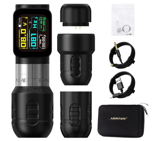 Тату машинка Ambition Zetton Pro 4.0мм + 3.5мм - Silver