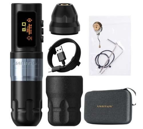 Беспроводная тату машинка Ambition Shura-X Wireless 3.5мм + 4.0мм - Silver