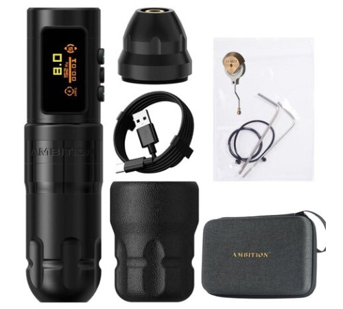 Беспроводная тату машинка Ambition Shura-X Wireless 3.5мм + 4.0мм - Black