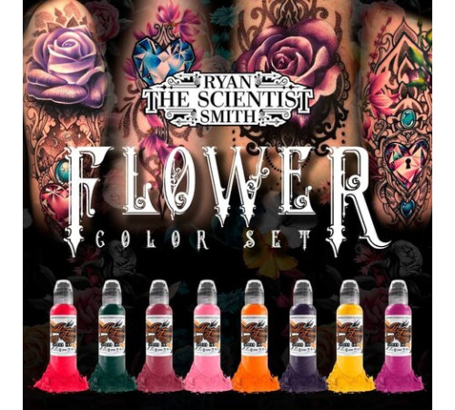 Краска World Famous Tattoo Ink Ryan Smith Flower Set (8 пигментов)