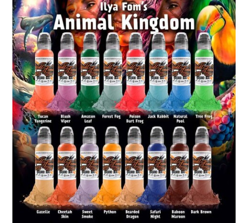 Краска World Famous Tattoo Ink Ilya Fom's Animal Kingdom Set (16 пигментов)