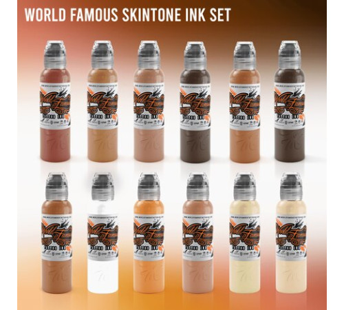 Краска World Famous Tattoo Ink 12 Color Skintone Set