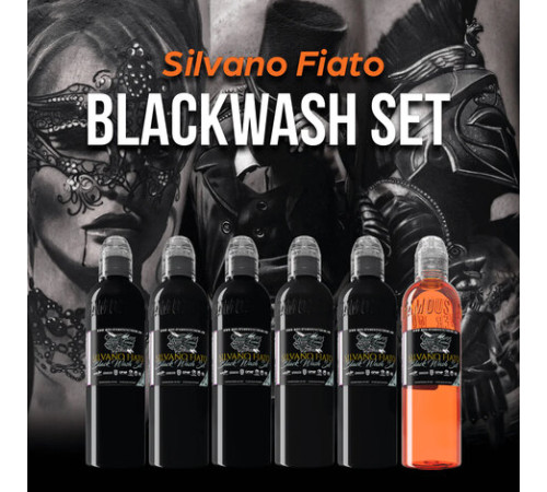 Краска World Famous Tattoo Ink Silvano Fiato Black Wash Set (6 пигментов)