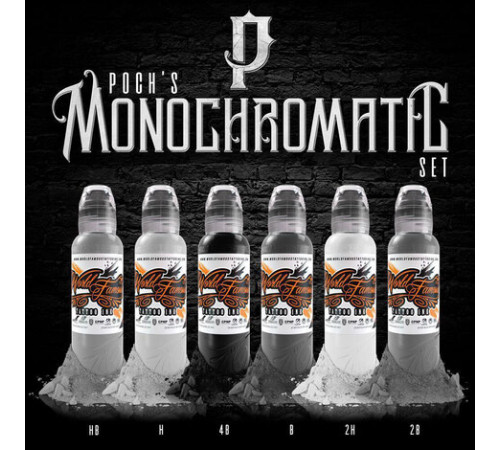 Краска World Famous Tattoo Ink Poch's Monochromatic Set (6 пигментов)
