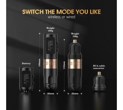 Беспроводная тату машинка Ambition Vibe-2 (4,5мм) Gold