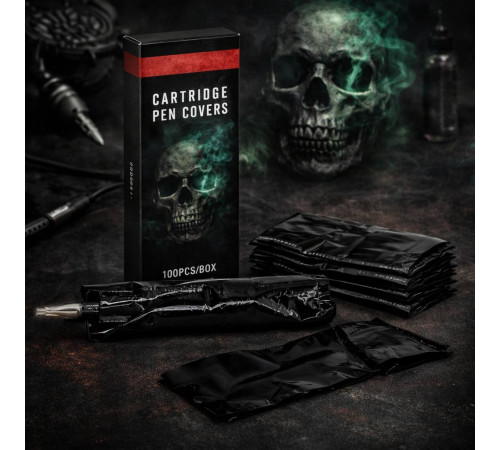 Барьерная защита на тату машинки типа Pen AVA Black Skull 50x150 мм (100 шт.)