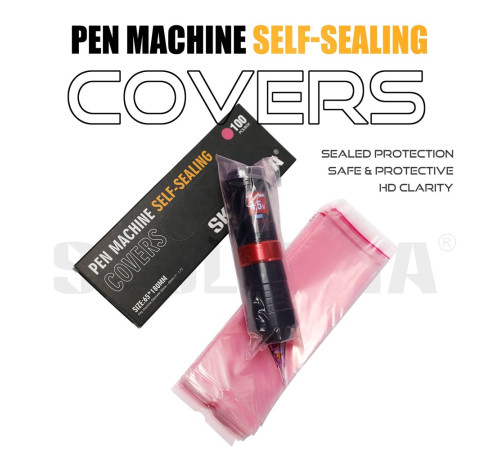 Барьерная защита на тату машинки AVA Pen Self-Sealing Pink 65x180 мм (100 шт.)