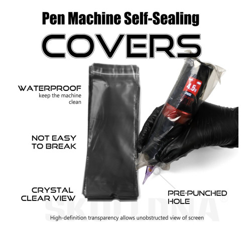 Барьерная защита на тату машинки AVA Pen Self-Sealing Grey 65x180 мм (100 шт.)