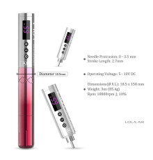 Беспроводная роторная тату машинка EZ Lola Air Silver Power - Pink Gradient