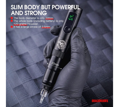 Беспроводная тату машинка DragonHawk X4 Wireless Black