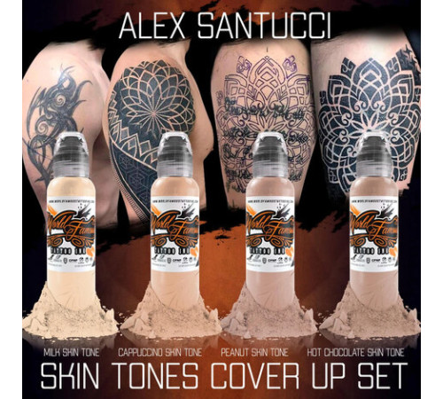 Краска World Famous Tattoo Ink Alex Santucci Cover-Up Set - Hot Chocolate Skin Tone - 30 мл