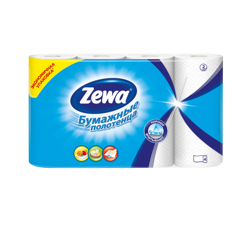 Полотенца бумажные Zewa в рулоне 2-х сл. (4 шт.)