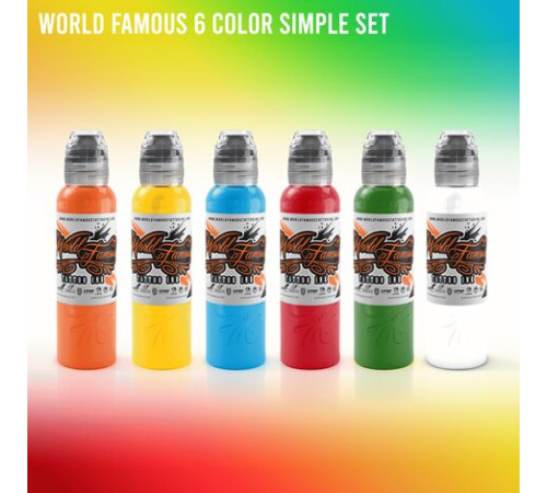 Краска World Famous Tattoo Ink World Famous Simple Color Set (6 пигментов)