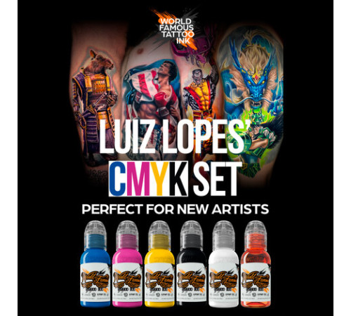 Краска World Famous Tattoo Ink Luiz Lopez CMYK Set