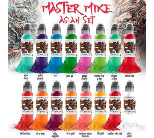 Краска World Famous Tattoo Ink Master Mike Asian Tattoo Set (16 пигментов)