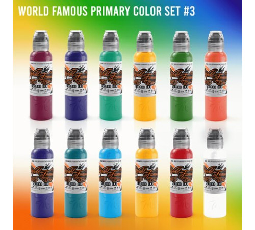 Краска World Famous Tattoo Ink 12 Color Primary Set #3