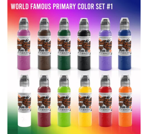 Краска World Famous Tattoo Ink 12 Color Primary Set #1