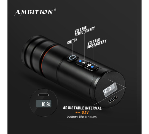 Беспроводная тату машинка Ambition Ninja Pro