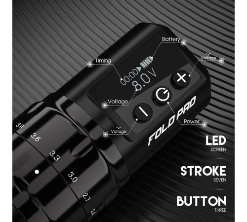 Беспроводная тату машинка Dragonhawk Mast Fold Pro Black