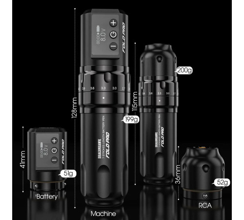 Беспроводная тату машинка Dragonhawk Mast Fold Pro Black