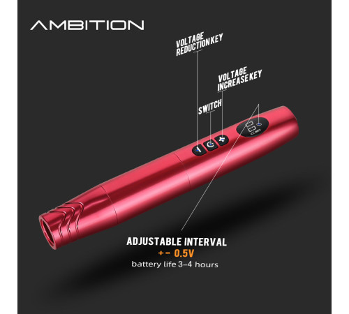 Беспроводная тату машинка Ambition Kiss of Dragon Red