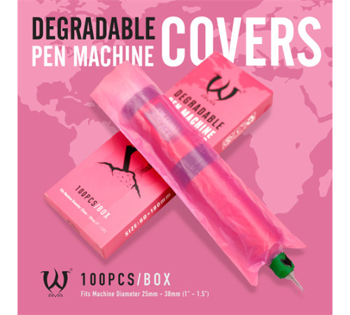 Барьерная защита на тату машинки AVA Pen Sleeve Pink 60x180 мм (100 шт.)