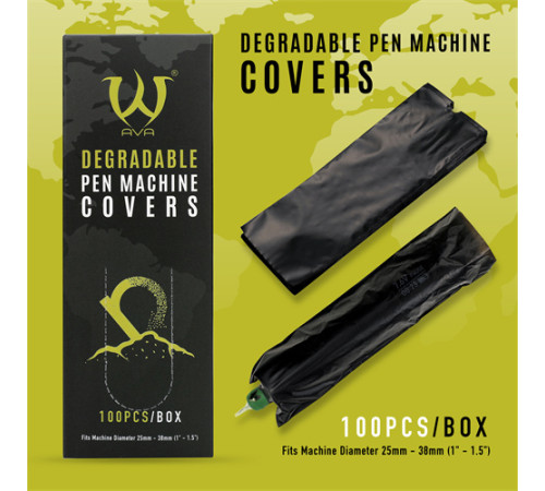 Барьерная защита на тату машинки AVA Pen Sleeve Black 60x180 мм (100 шт.)