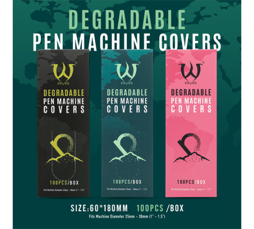 Барьерная защита на тату машинки AVA Pen Sleeve Black 60x180 мм (100 шт.)