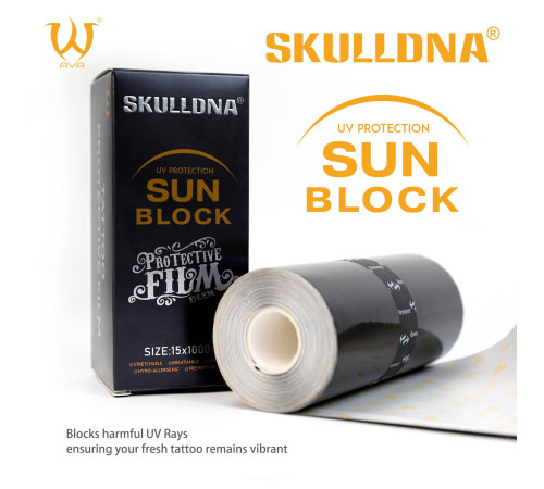 Заживляющая пленка для тату AVA Skulldna UV Protection Sun Block Film (15см x 10м)