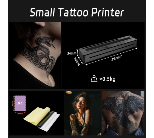 Беспроводной ультра легкий тату принтер King M8 Tattoo Stencil Printer (459 гр)