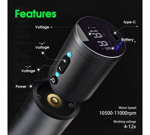 Беспроводная тату машинка Ambition Ninja Adjustable Travel - Paco